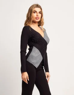 Maglia incrociata con strass