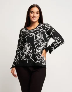 Maglia jacquard con fantasia floreale