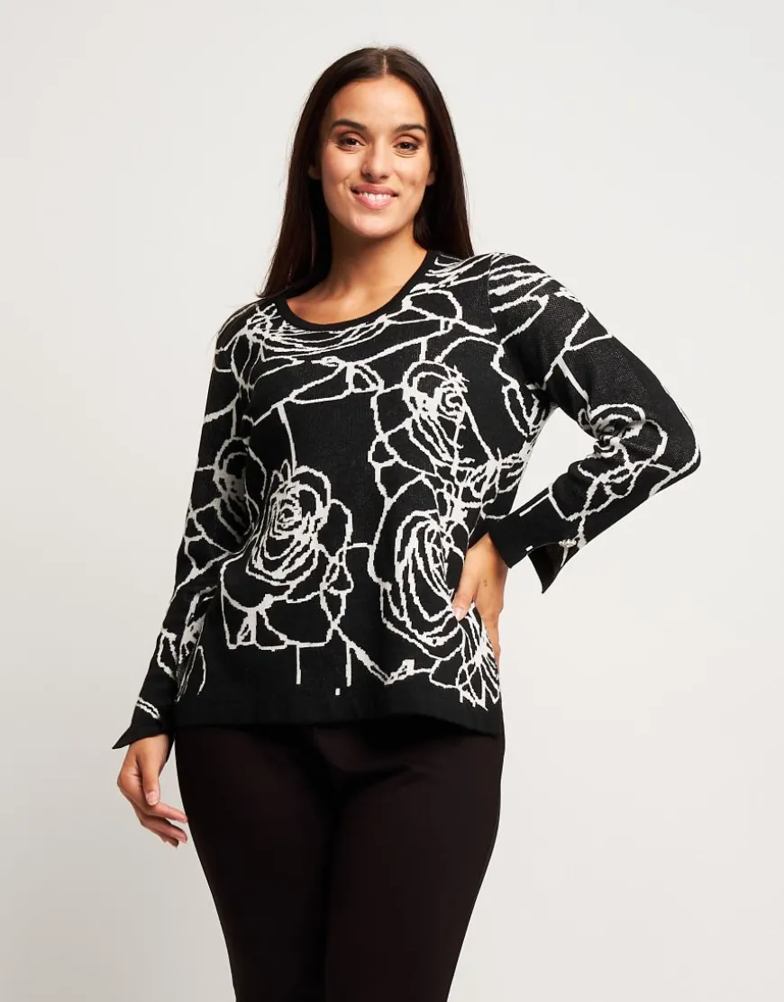 Maglia jacquard con fantasia floreale