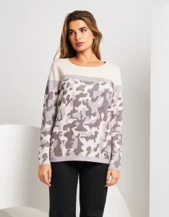 Maglia jacquard con fantasia militare