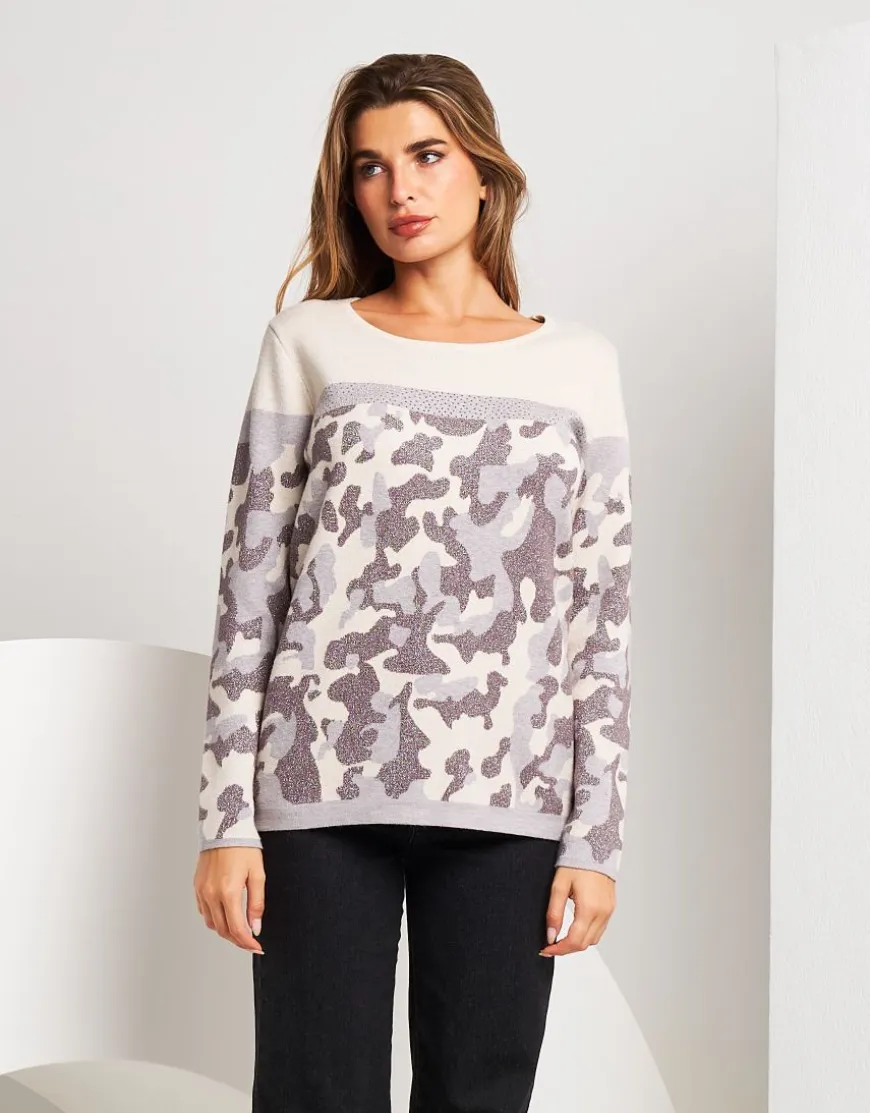 Maglia jacquard con fantasia militare