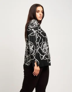 Maglia jacquard con fantasia floreale