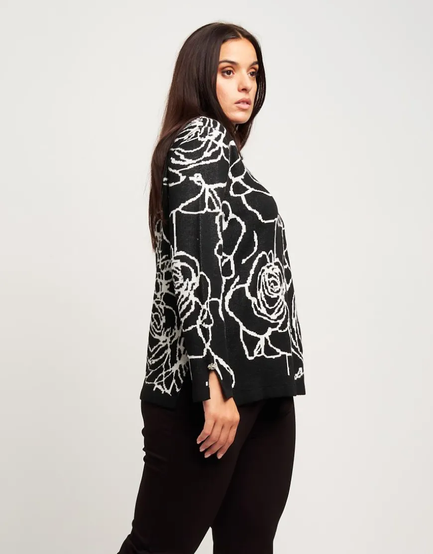 Maglia jacquard con fantasia floreale