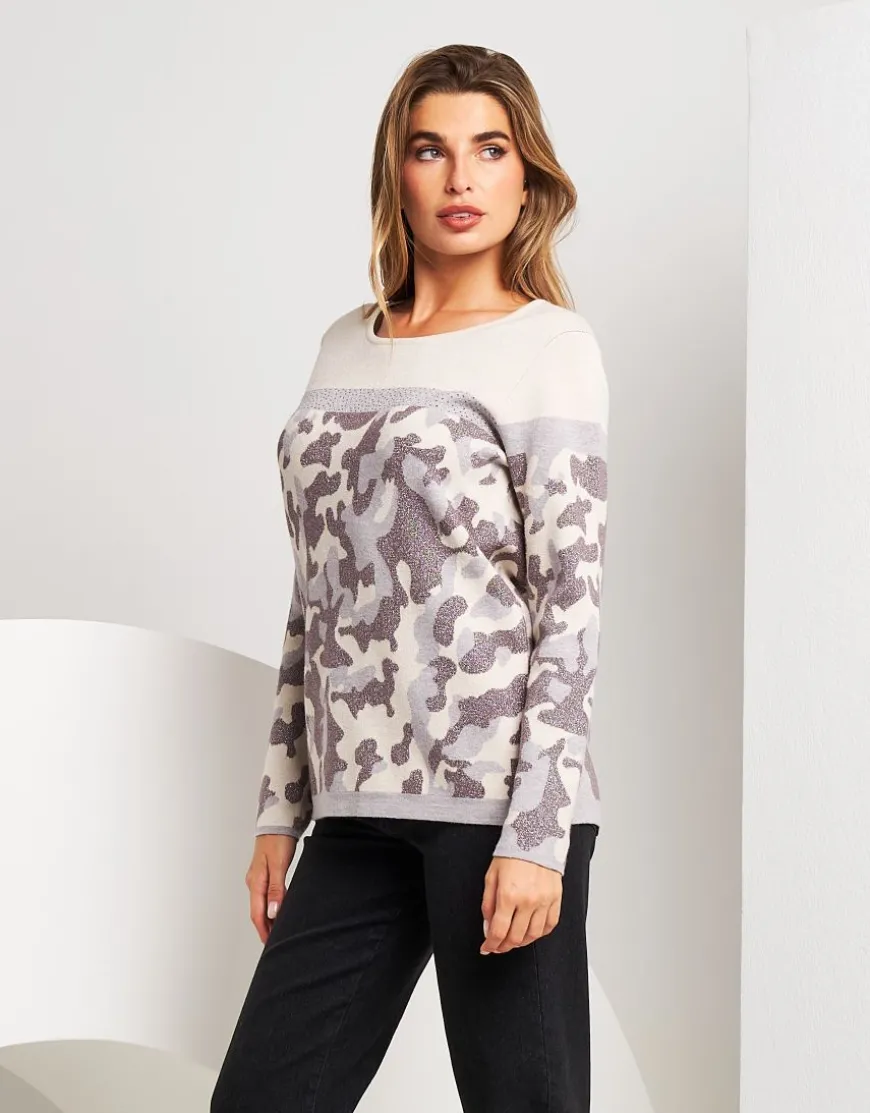Maglia jacquard con fantasia militare