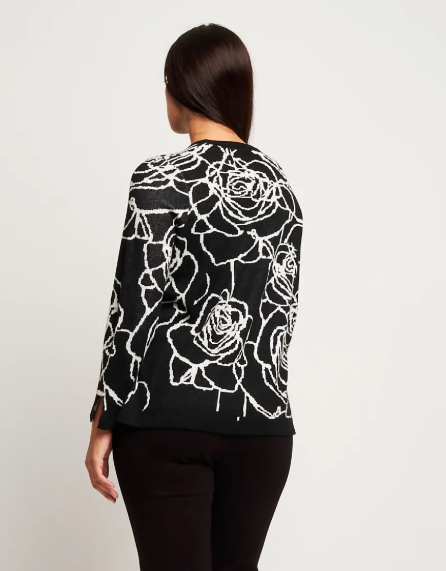 Maglia jacquard con fantasia floreale