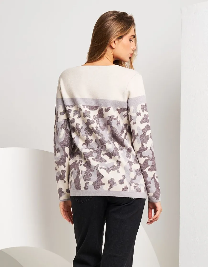 Maglia jacquard con fantasia militare