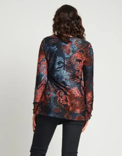 Maglia lunga in dévoré con accessorio