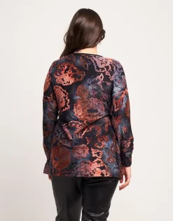 Maglia lunga in dévoré con accessorio