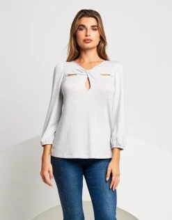 Maglia lurex con gocce e incrocio