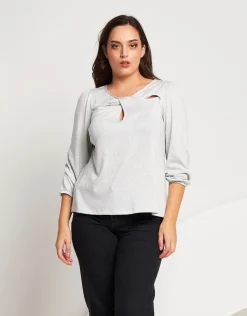 Maglia lurex con gocce e incrocio