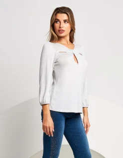 Maglia lurex con gocce e incrocio