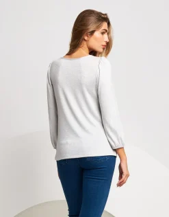 Maglia lurex con gocce e incrocio