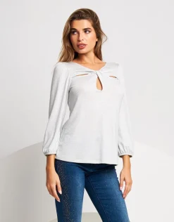 Maglia lurex con gocce e incrocio