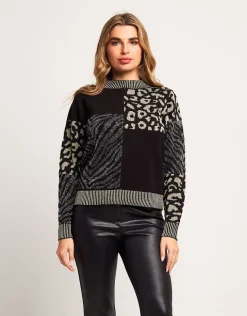 Maglia patchwork animalier