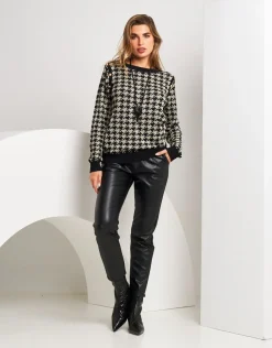 Maglia pied de poule con bottoni