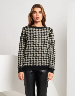 Maglia pied de poule con bottoni