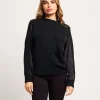 Maglione a coste con raso e strass