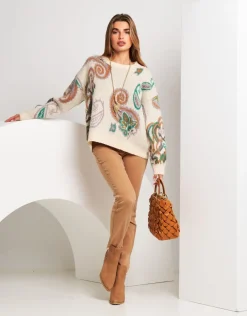 Maglione misto lana con disegno jacquard