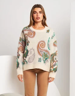 Maglione misto lana con disegno jacquard