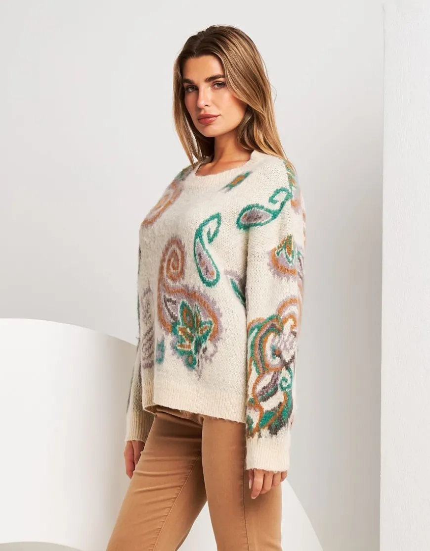 Maglione misto lana con disegno jacquard