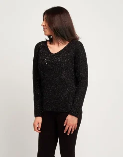 Maglione scollo a V con lurex multicolor