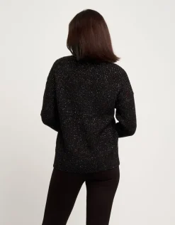 Maglione scollo a V con lurex multicolor