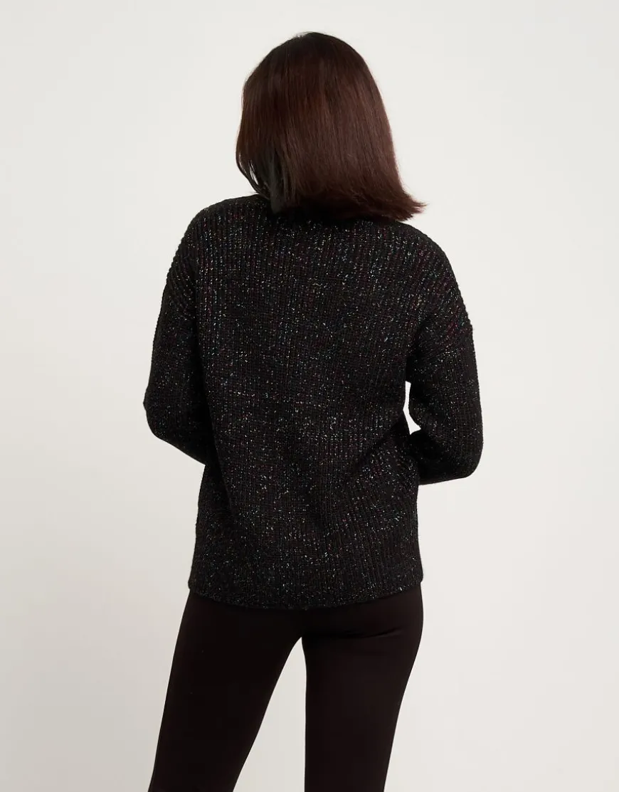 Maglione scollo a V con lurex multicolor