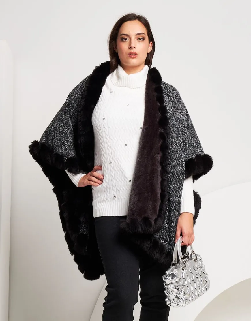 Mantella effetto bouclé con bordi