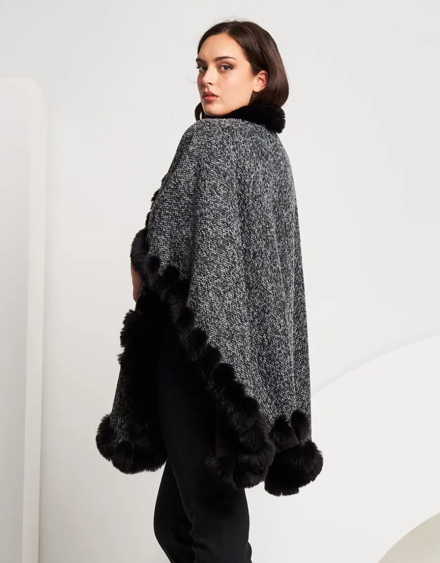 Mantella effetto bouclé con bordi