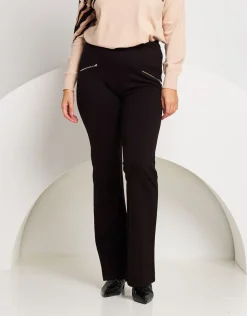 Pantalone a zampa con zip oro