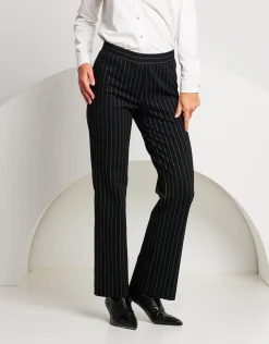 Pantalone a zampetta gessato con elastico