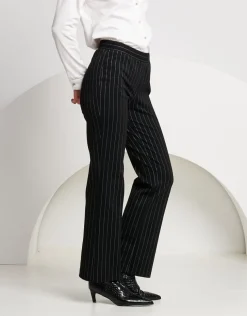 Pantalone a zampetta gessato con elastico