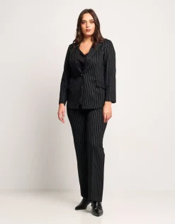 Pantalone a zampetta gessato con elastico