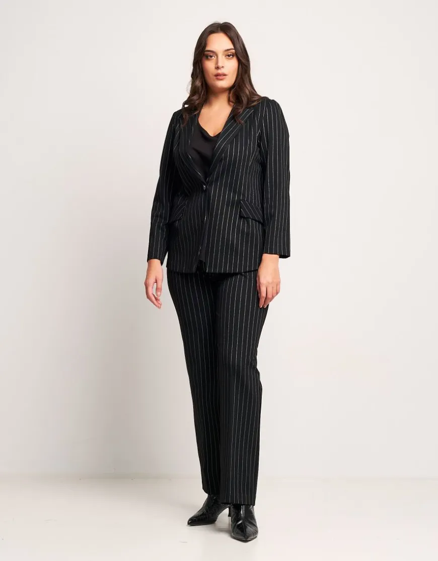 Pantalone a zampetta gessato con elastico