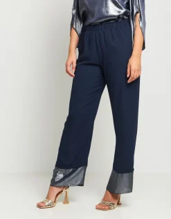 Pantalone blu con bordi laminati