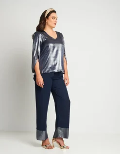 Pantalone blu con bordi laminati