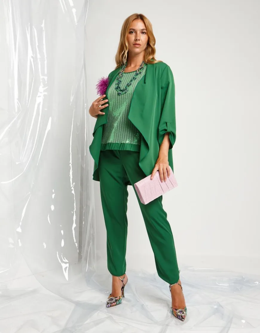 Pantalone con bottoncini in paillettes
