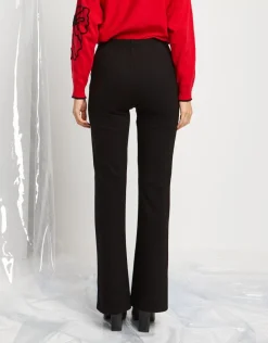 Pantalone con ecopelle e bottoni