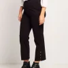 Pantalone cropped con bottoni oro