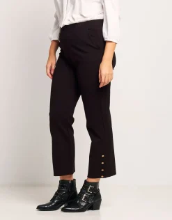 Pantalone cropped con bottoni oro