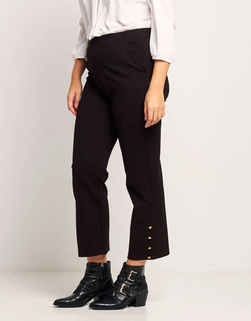 Pantalone cropped con bottoni oro