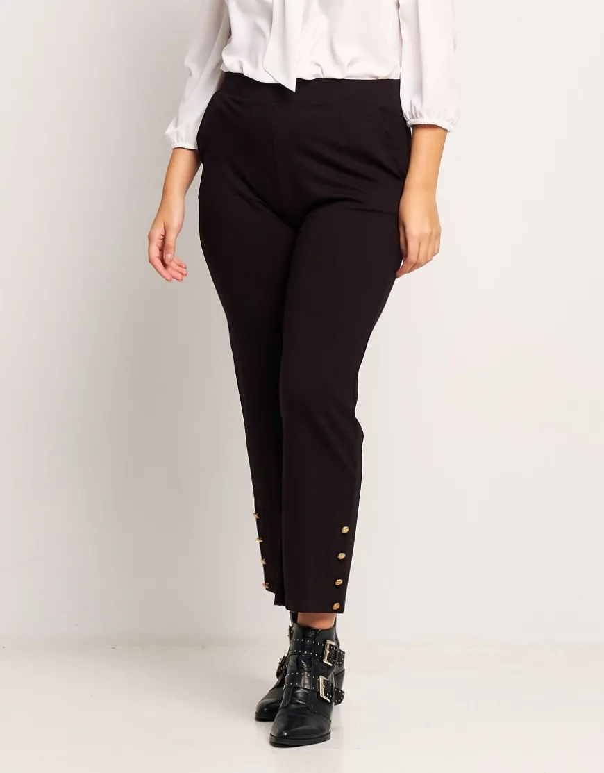 Pantalone cropped con bottoni oro