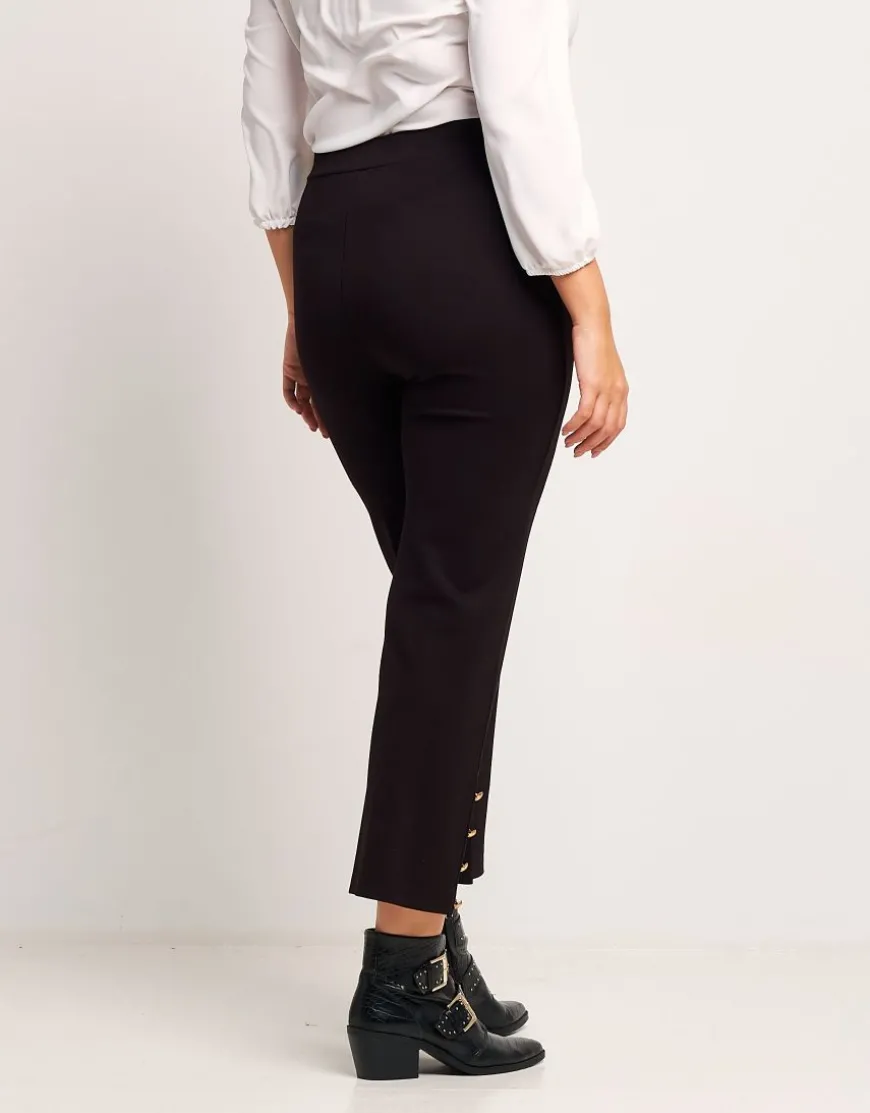 Pantalone cropped con bottoni oro