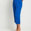 Pantalone cropped in viscosa con elastico e risvolti