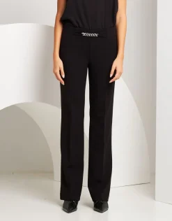 Pantalone dritto con elastico e catena