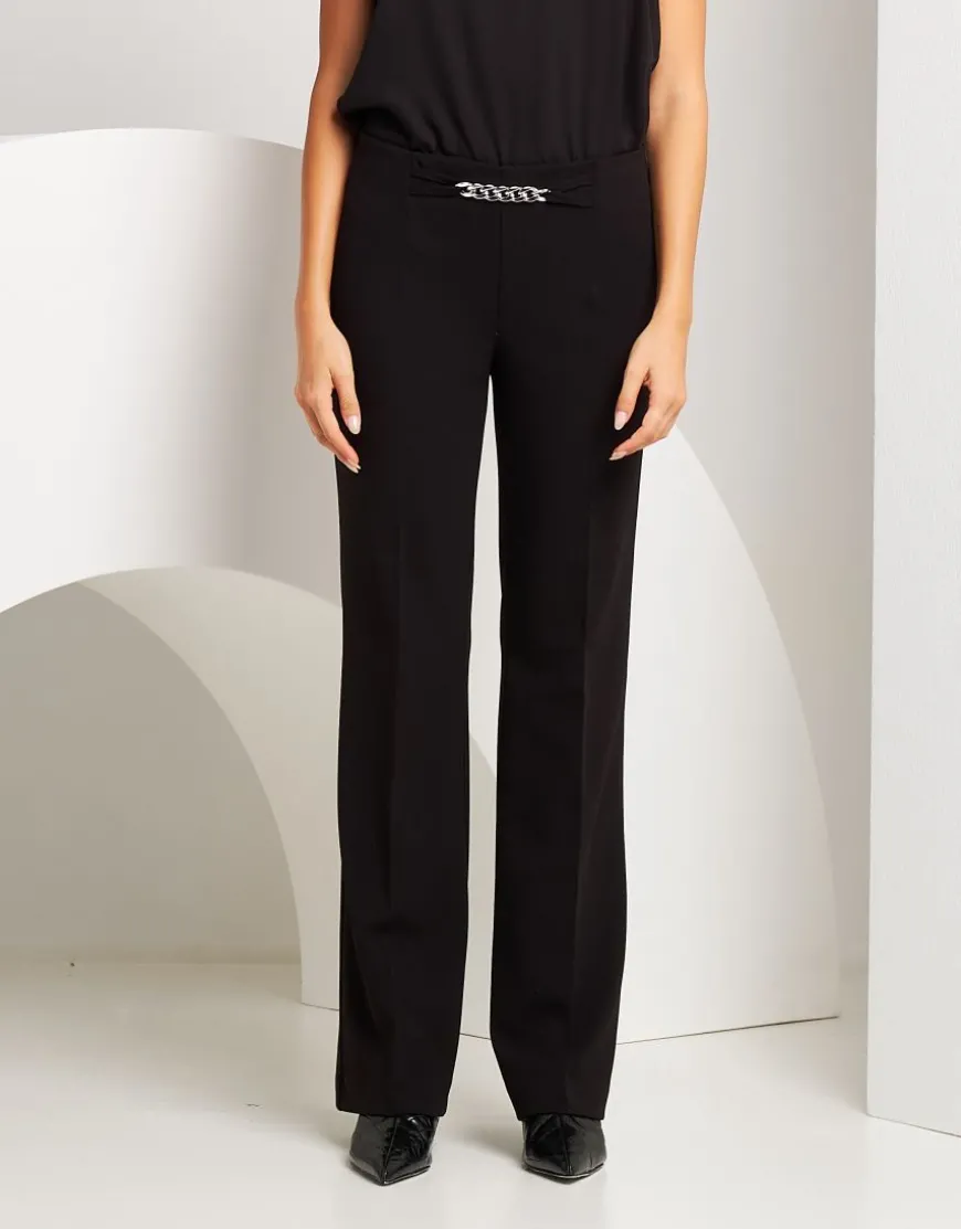 Pantalone dritto con elastico e catena