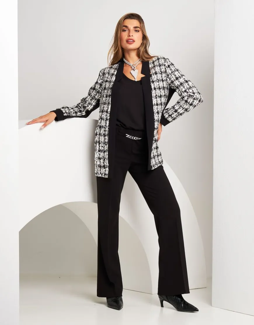 Pantalone dritto con elastico e catena