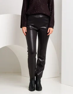Pantalone effetto ecopelle con cinturino