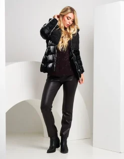 Pantalone effetto ecopelle con cinturino