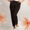 Pantalone gessato con cinturino elastico